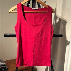 Zara Deep Red Sleeveless Fitted Tank Top